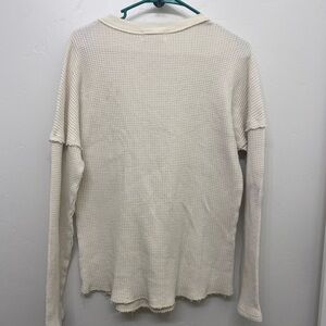 Cream Waffle Knit Long Sleeve Top